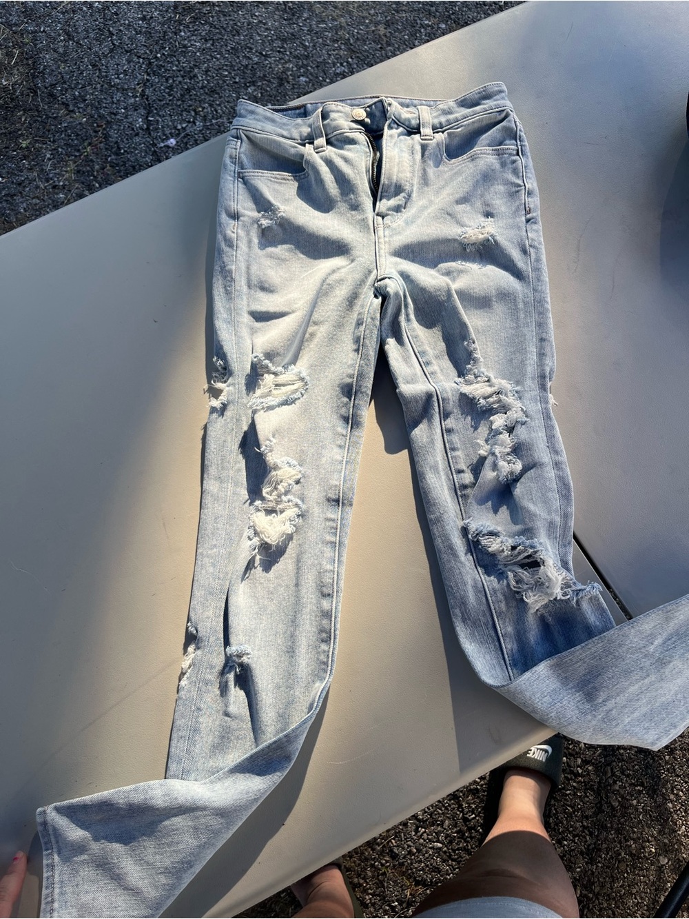 American Eagle Outfitters Light Wash Super High rise Jegging